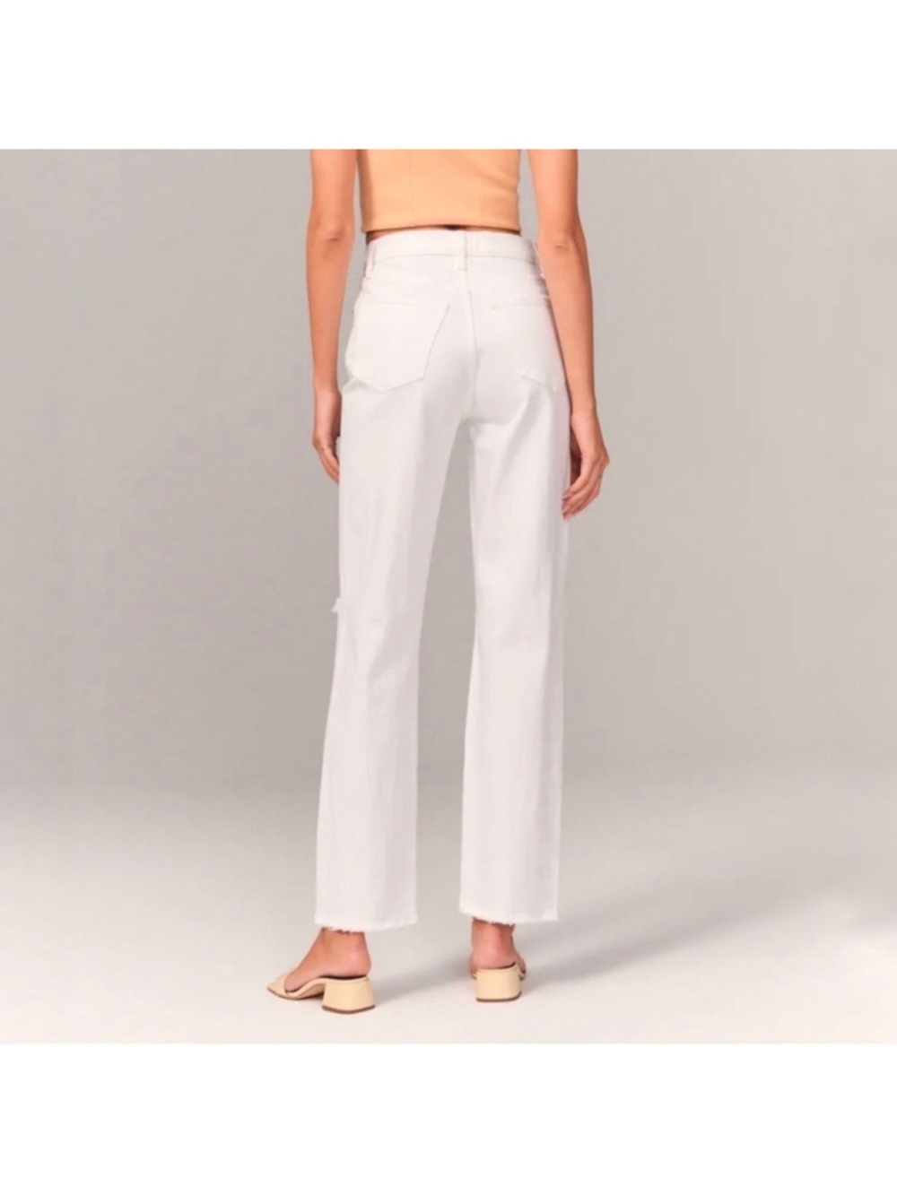 Ultra High Rise Ankle Straight Jeans - Ripped White - Picture 4 of 5